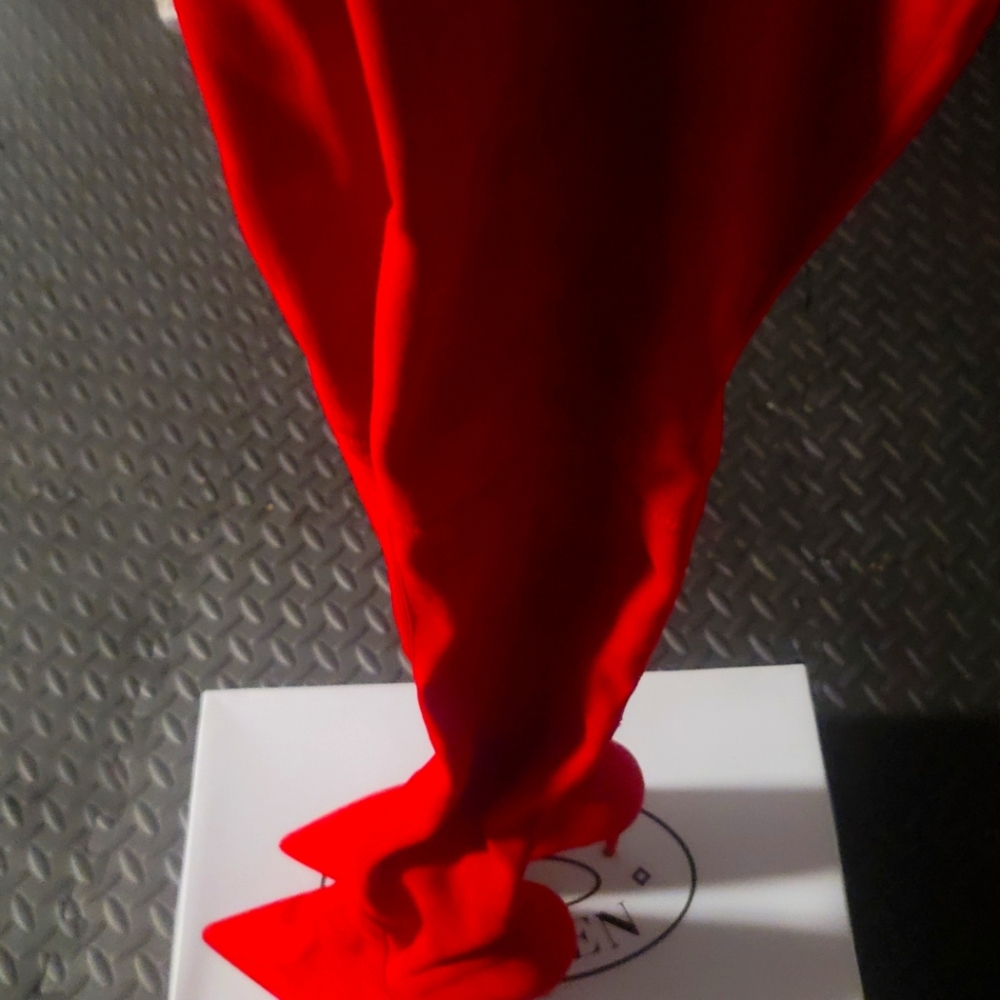Thigh high red Steve Madden boots
